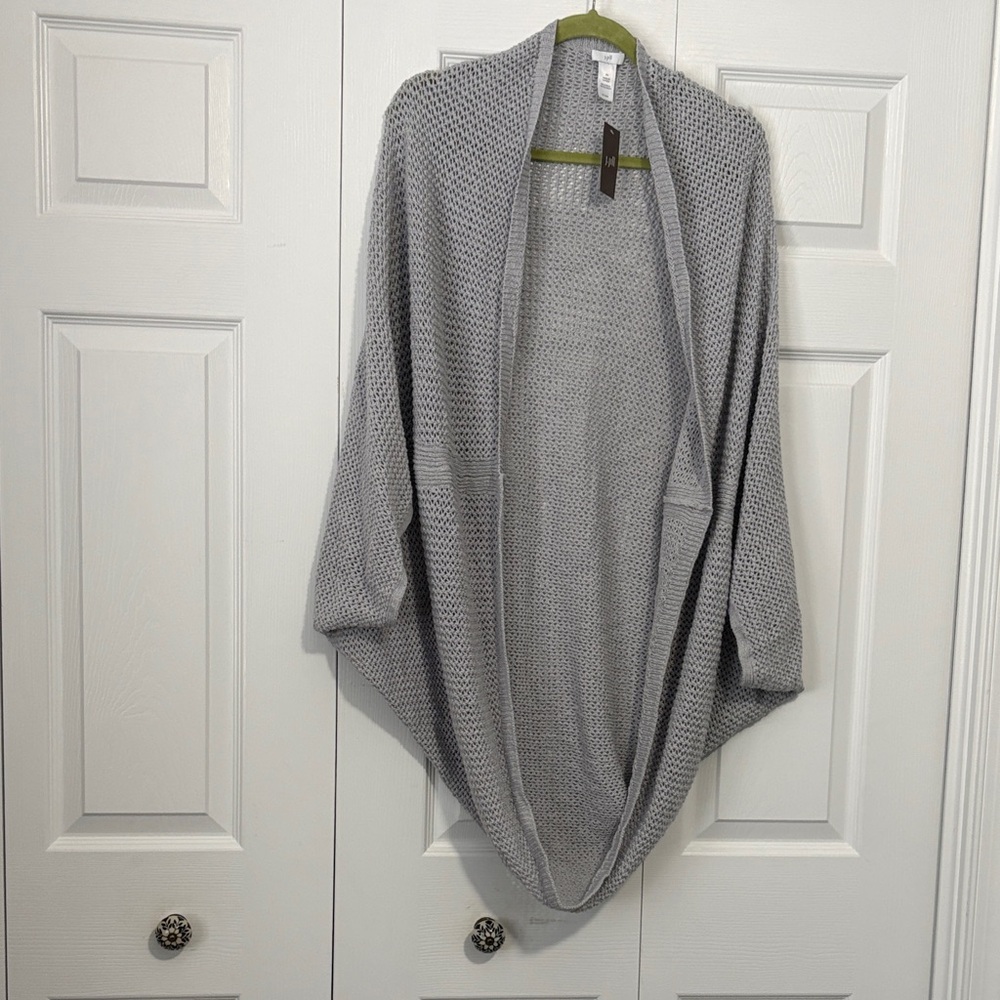 Women’s Light Gray Open Front Knit Sweater Cardigan